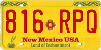 NM license plate 816RPQ