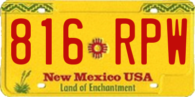 NM license plate 816RPW