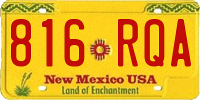 NM license plate 816RQA