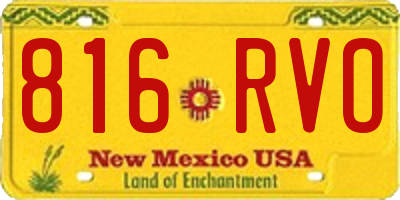 NM license plate 816RVO