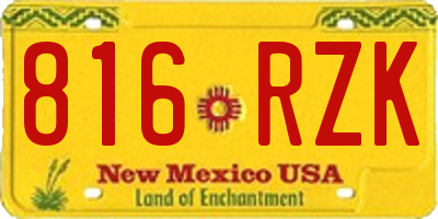 NM license plate 816RZK