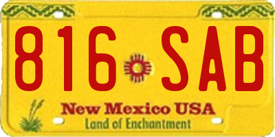 NM license plate 816SAB