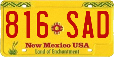NM license plate 816SAD