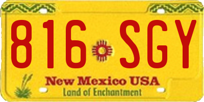 NM license plate 816SGY