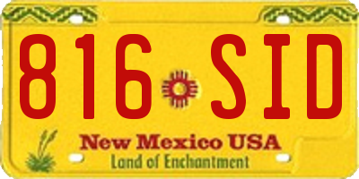 NM license plate 816SID