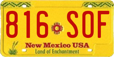 NM license plate 816SOF