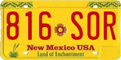 NM license plate 816SOR