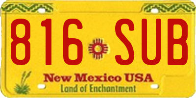 NM license plate 816SUB