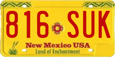 NM license plate 816SUK