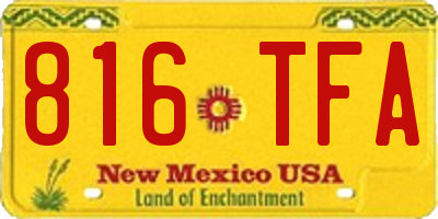 NM license plate 816TFA
