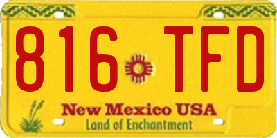 NM license plate 816TFD