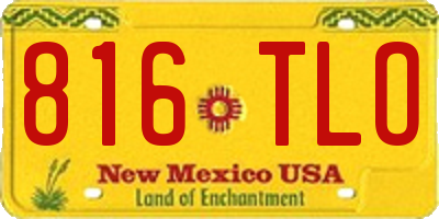 NM license plate 816TLO