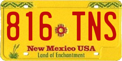 NM license plate 816TNS
