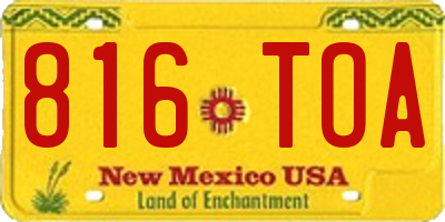 NM license plate 816TOA