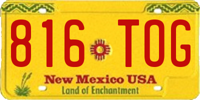NM license plate 816TOG