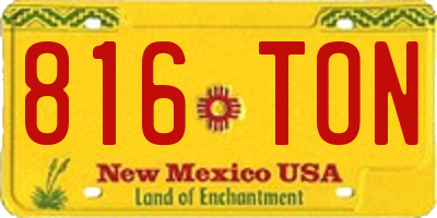 NM license plate 816TON
