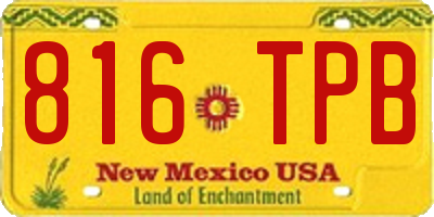 NM license plate 816TPB