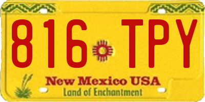 NM license plate 816TPY