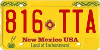 NM license plate 816TTA