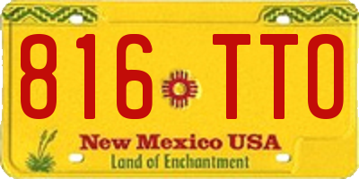 NM license plate 816TTO