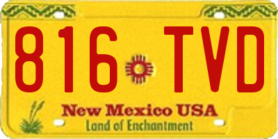 NM license plate 816TVD