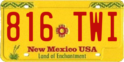 NM license plate 816TWI
