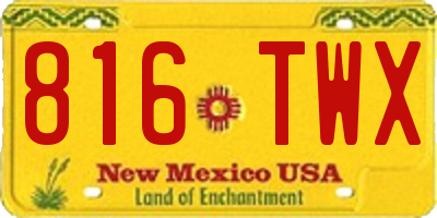 NM license plate 816TWX