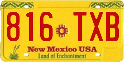 NM license plate 816TXB