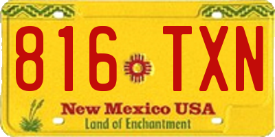 NM license plate 816TXN