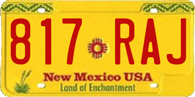 NM license plate 817RAJ