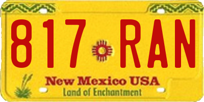 NM license plate 817RAN