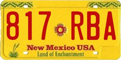 NM license plate 817RBA