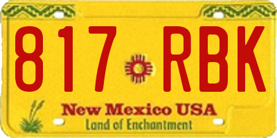 NM license plate 817RBK