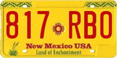NM license plate 817RBO