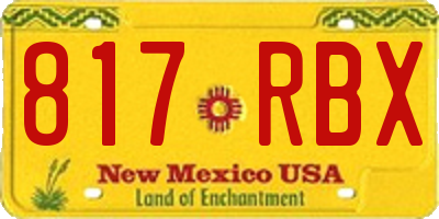 NM license plate 817RBX