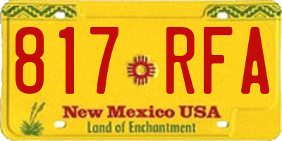 NM license plate 817RFA