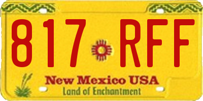 NM license plate 817RFF
