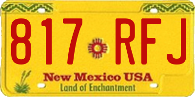 NM license plate 817RFJ