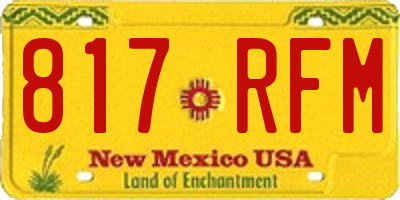 NM license plate 817RFM