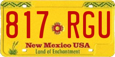 NM license plate 817RGU