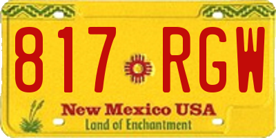 NM license plate 817RGW