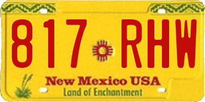 NM license plate 817RHW