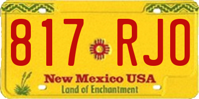 NM license plate 817RJO