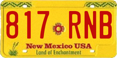 NM license plate 817RNB