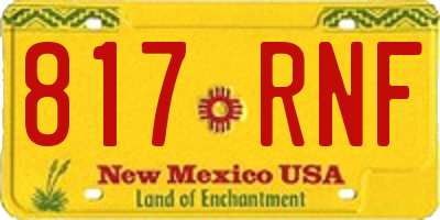NM license plate 817RNF