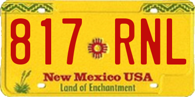 NM license plate 817RNL