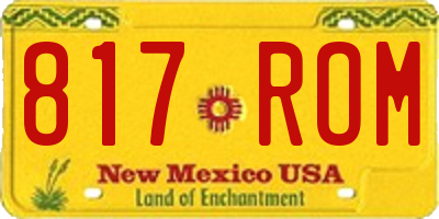 NM license plate 817ROM
