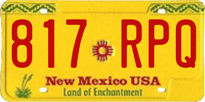 NM license plate 817RPQ