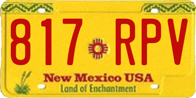 NM license plate 817RPV