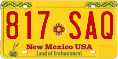 NM license plate 817SAQ